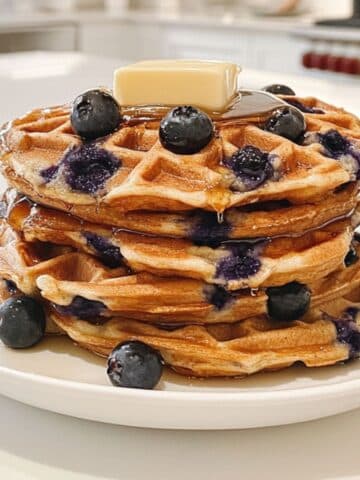 blueberry waffles stack