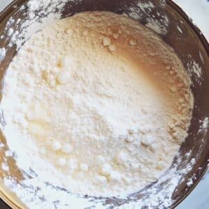Waffle dry mix with a center well ready for liquids. Balanced base for light, golden blueberry waffles.