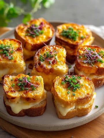 Mini grilled cheese Hawaiian rolls baked into golden, buttery sliders with melty cheese oozing from the sides.