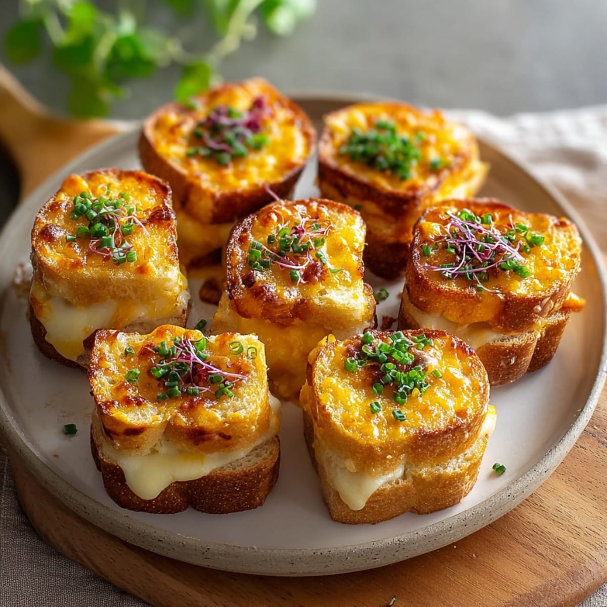 Mini grilled cheese Hawaiian rolls baked into golden, buttery sliders with melty cheese oozing from the sides.