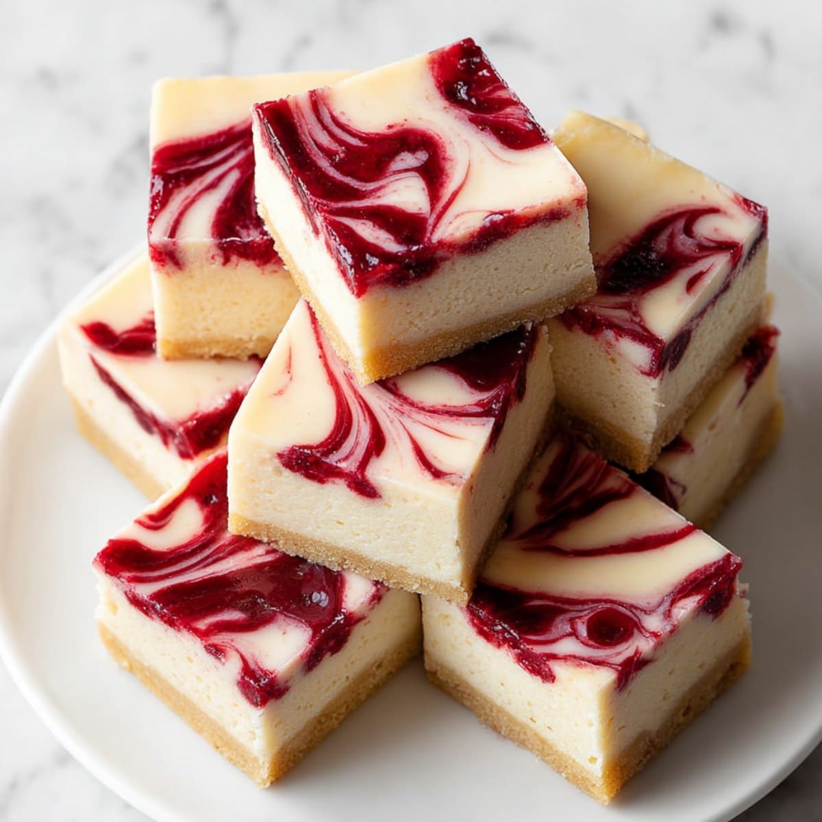 White chocolate raspberry fudge squares with creamy layers and raspberry swirl
