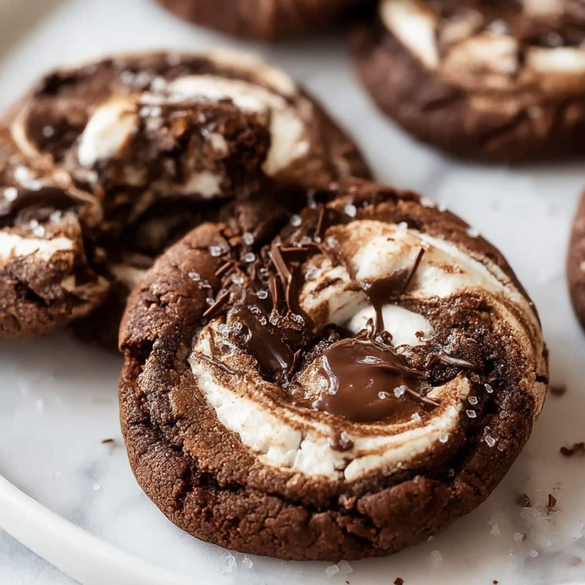 Chocolate marshmallow swirl cookies with rich chocolate dough and soft marshmallow spirals baked into chewy pinwheel cookies.