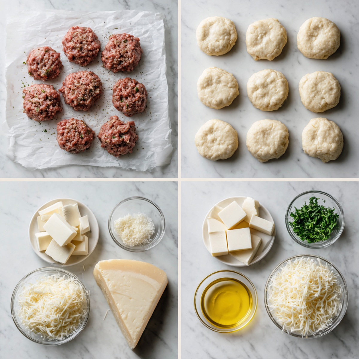 Golden brown Garlic Parmesan Cheeseburger Bombs topped with fresh parsley and melted butter on a plate.