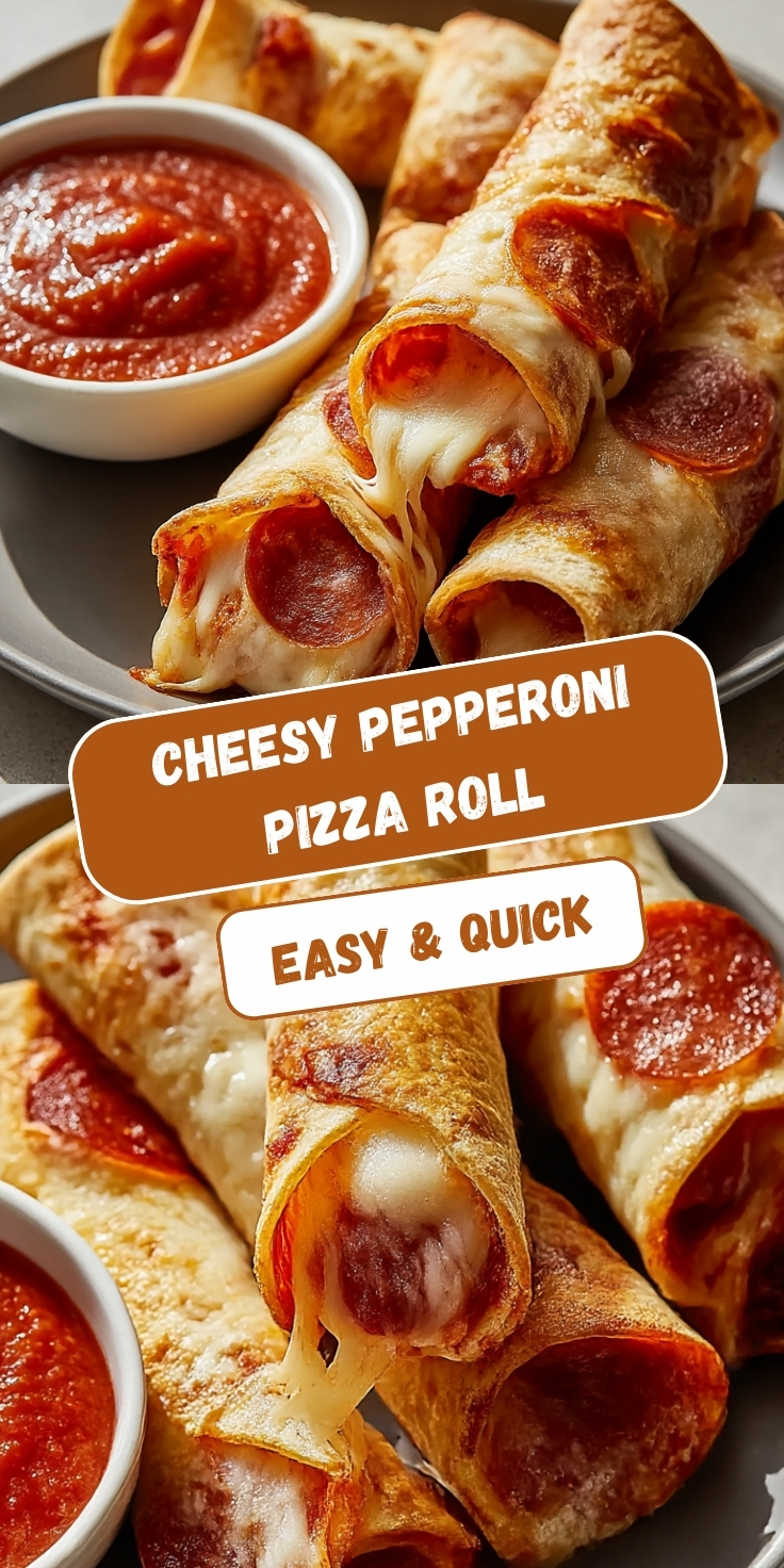 Golden-brown pizza rolls filled with melted mozzarella cheese and pepperoni, arranged on a black plate with a white bowl of marinara dipping sauce