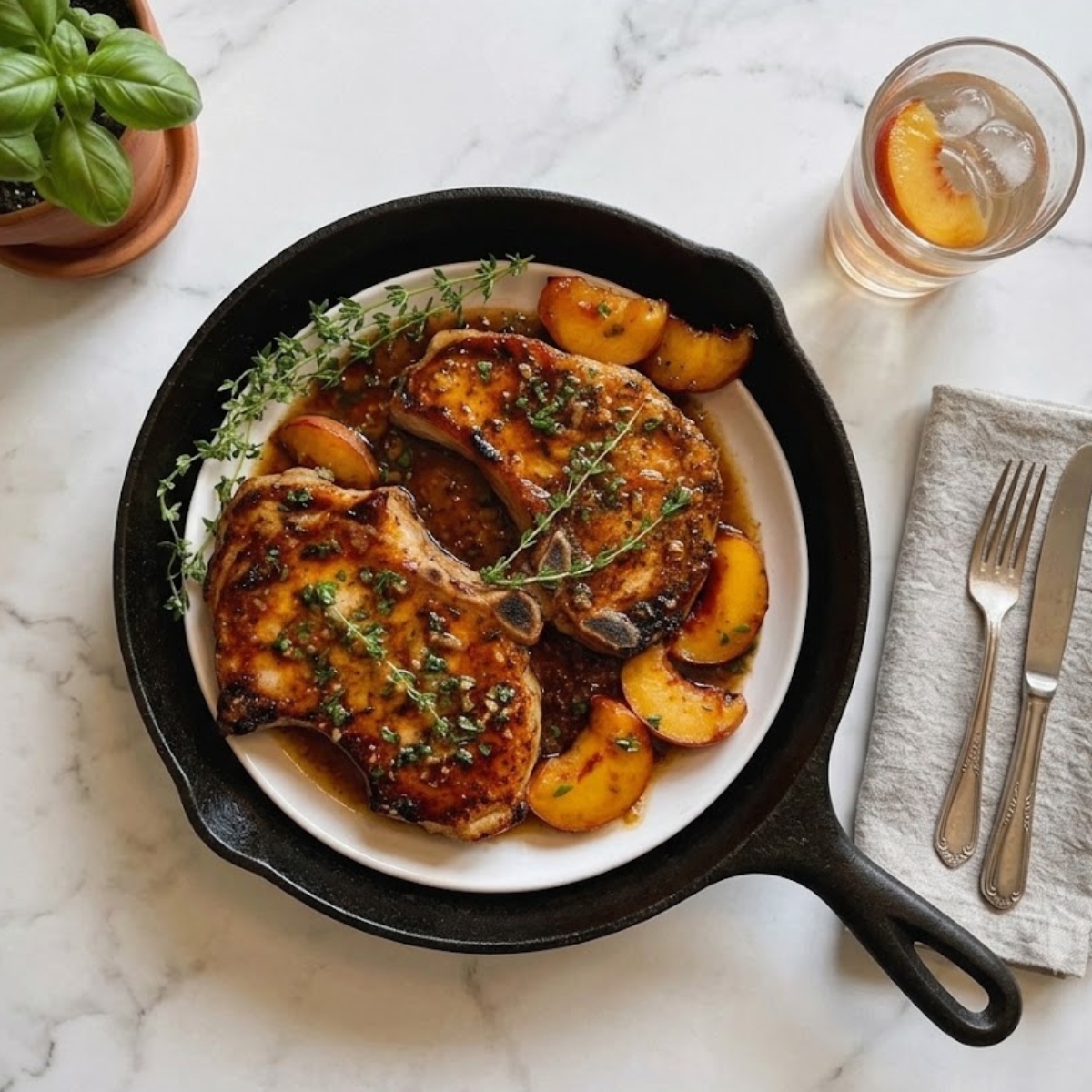 Peach Basil Glazed Pork Chops Ingredients 1