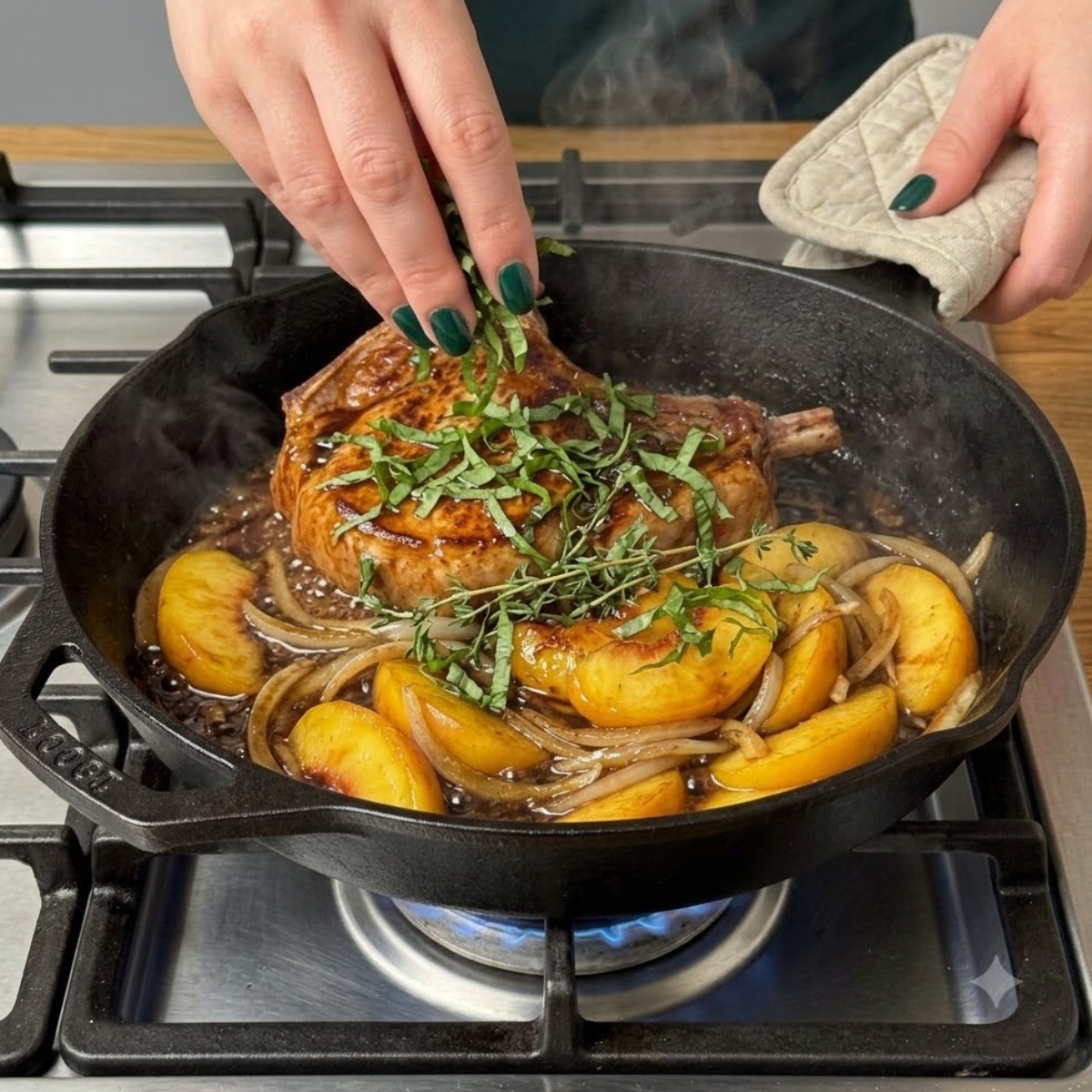 Peach Basil Glazed Pork Chops Ingredients 4