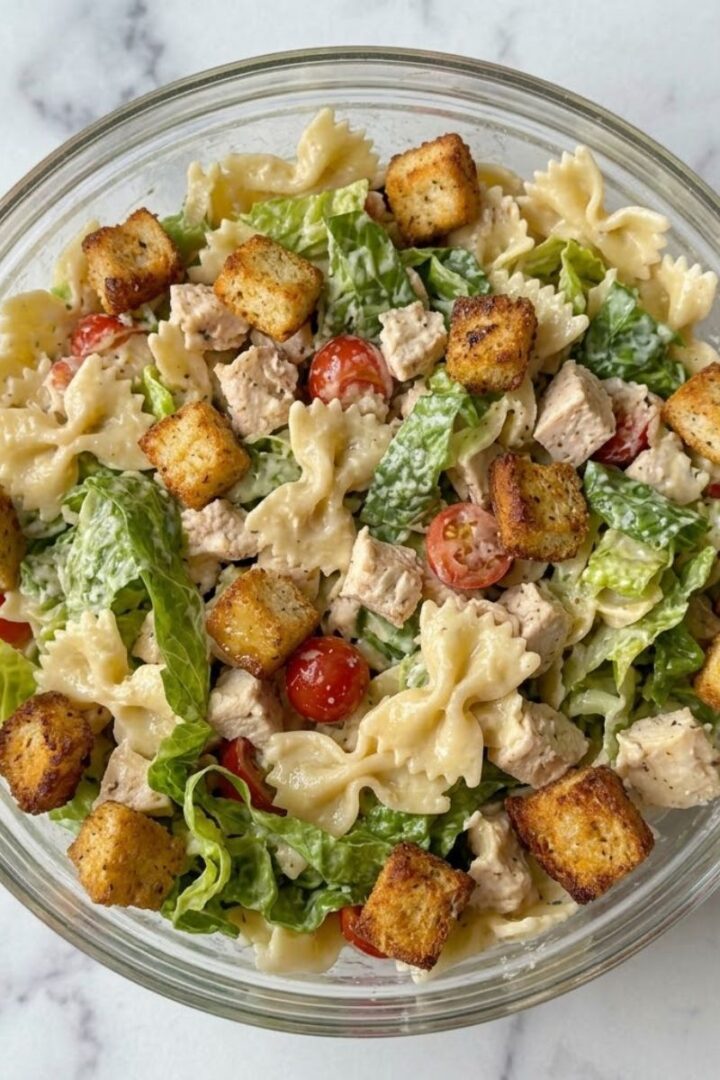 Chicken Caesar Pasta Salad Final Toss