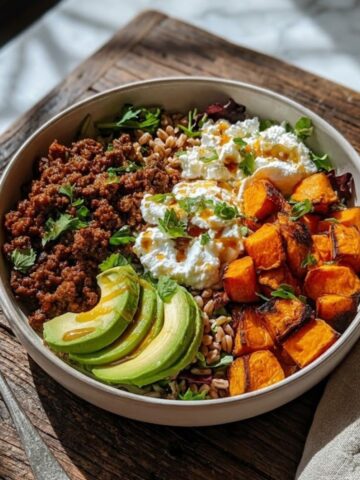 Hot Honey Sweet Potato Beef Bowl