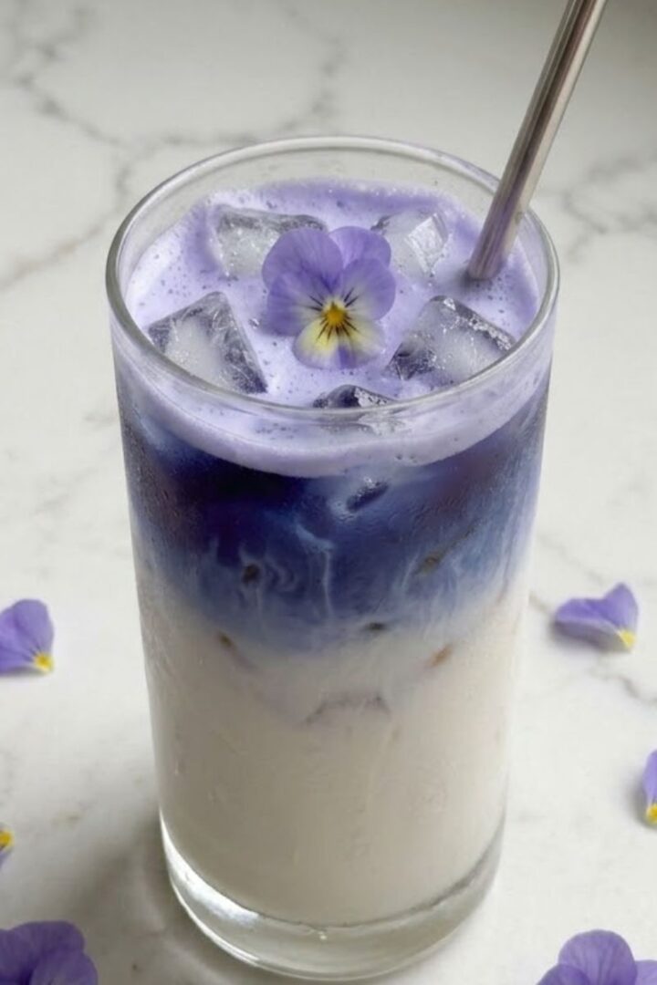 Iced Butterfly Pea Flower Tea Latte