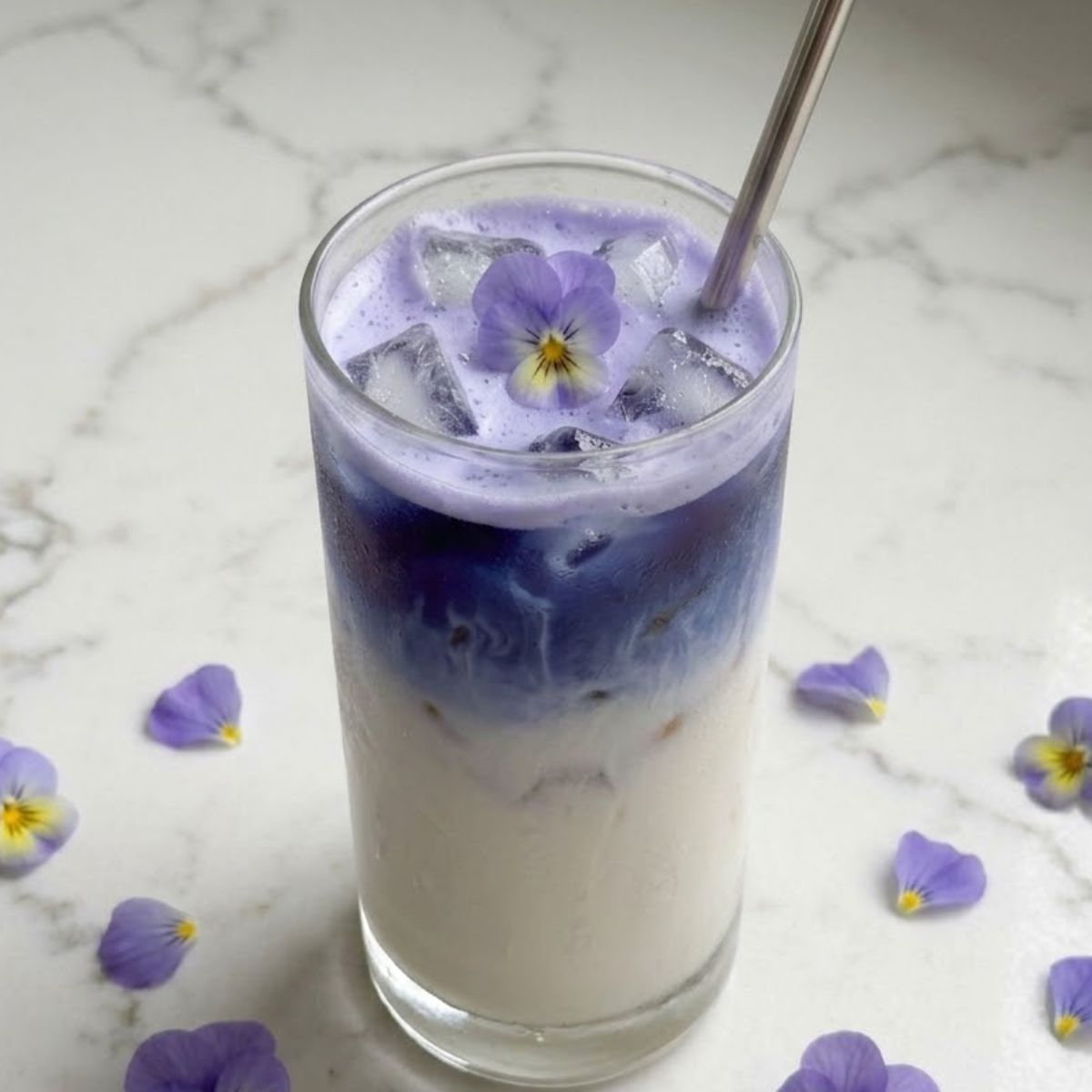 Iced Butterfly Pea Flower Tea Latte
